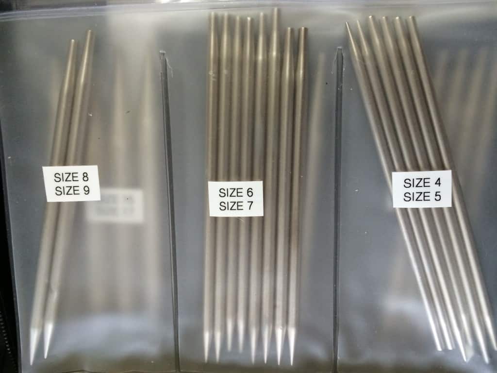 There's usually two sizes of needle tips per section.  In the mid-range of sizes (US 4-9), I have at least two tips in each size.  I only use larger sizes infrequently, so only have one pair of tips per size from US size 10 through US size 17.