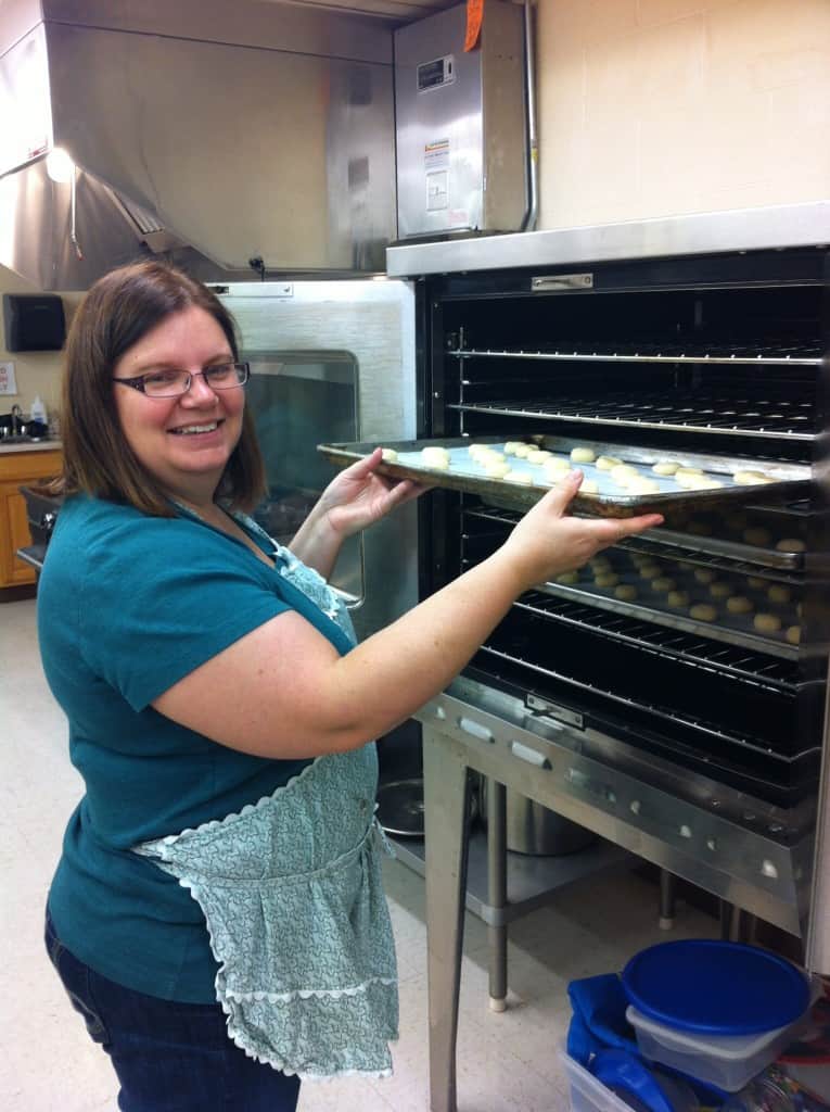 Here I am putting the last batch in the oven!